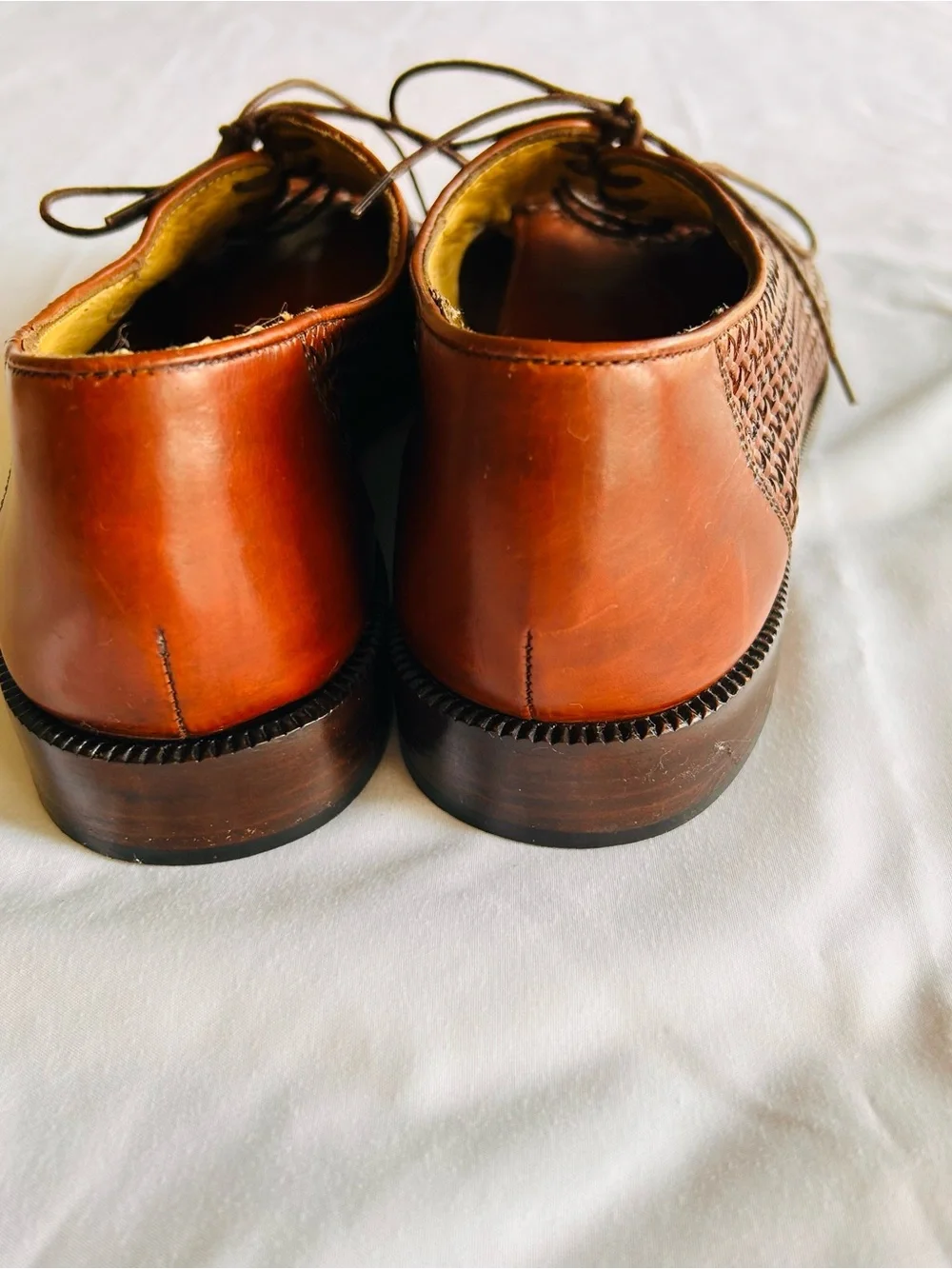 Vtg Cole Haan Men’s Brogano Woven Leather Cap-Toe Oxfords Made in Italy